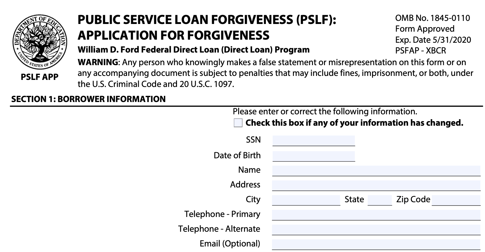 Fax PSLF Form