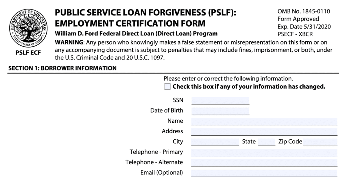 PSLF Employment Form