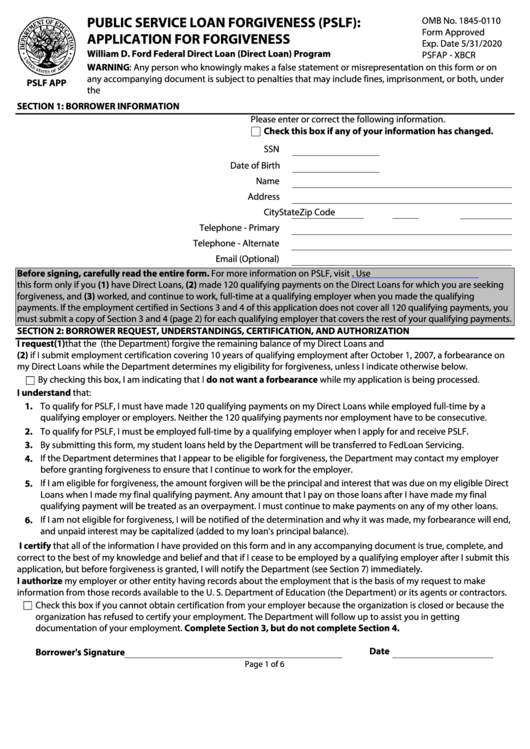 PSLF Form Application