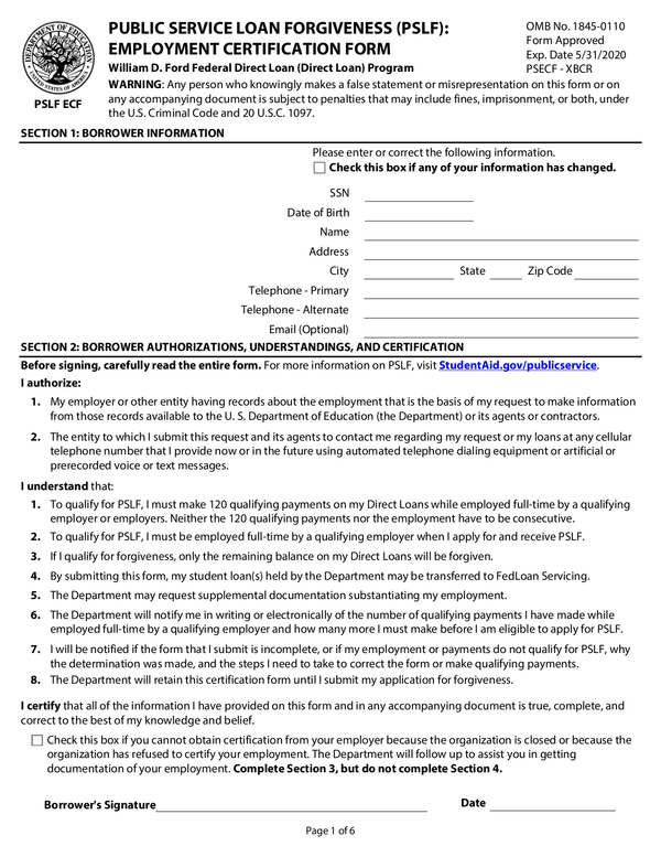 PSLF Form Before Payments