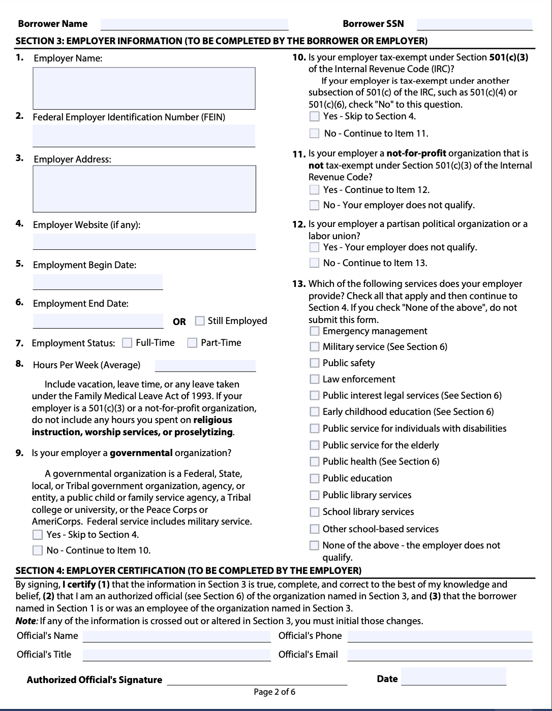PSLF Form Submission