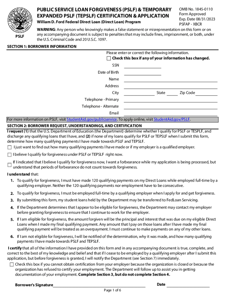 PSLF Loan Certification Form