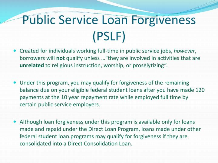 Public Service Loan Forgiveness PSLF Program Form